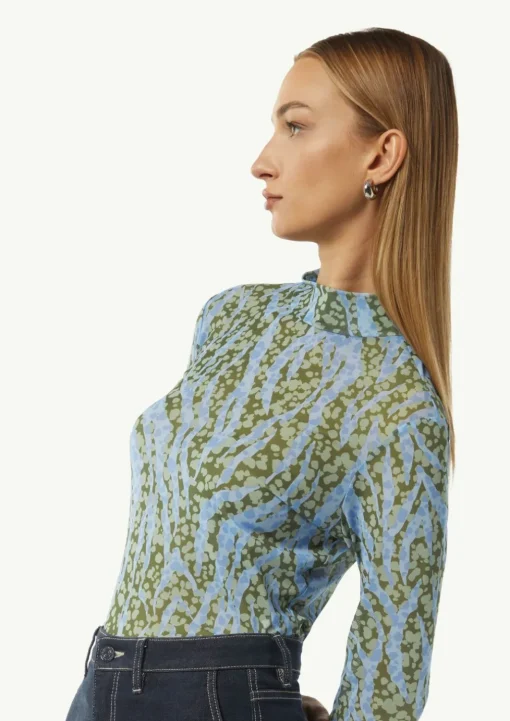 Mesh-Shirt mit Stehkragen