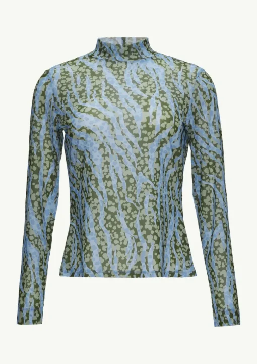 Mesh-Shirt mit Stehkragen