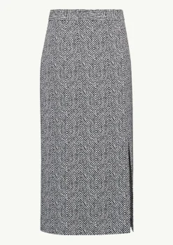 Midirock aus Jacquard mit Schlitz