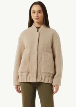 Oversize-Blouson aus Teddy-Plüsch