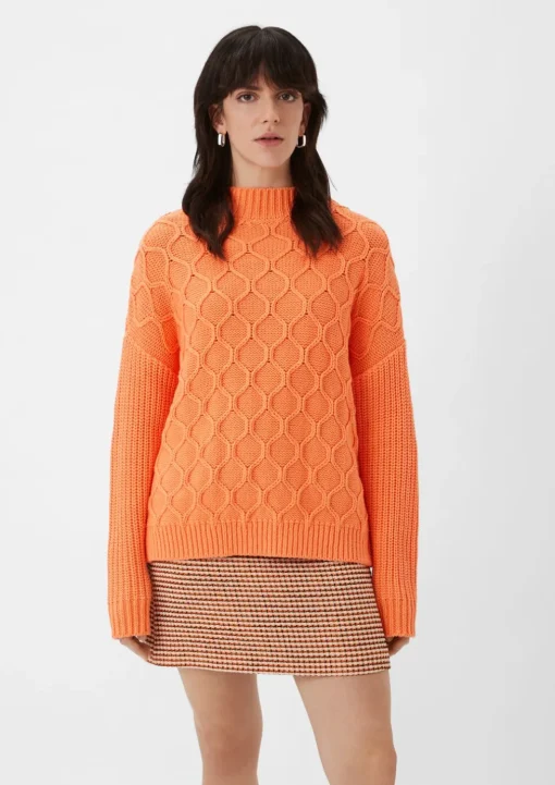 Oversized Grobstrickpullover aus Baumwollmix