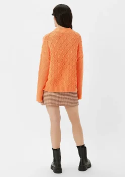 Oversized Grobstrickpullover aus Baumwollmix