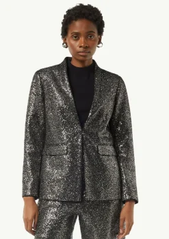 Pailletten-Blazer mit Stehkragen