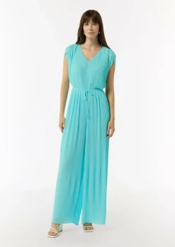 Plissee-Jumpsuit mit V-Ausschnitt