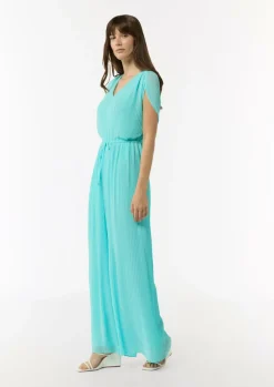 Plissee-Jumpsuit mit V-Ausschnitt