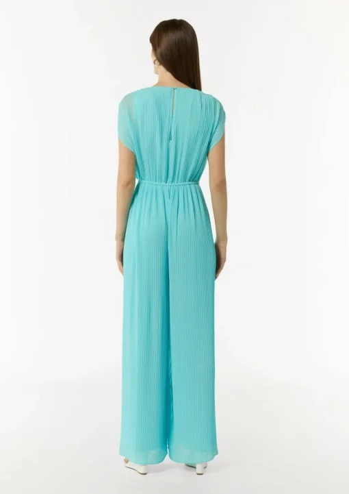 Plissee-Jumpsuit mit V-Ausschnitt
