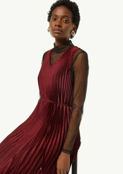 Plissee-Kleid aus Viskose mit Gürtel