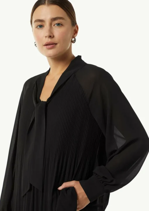 Plissierte Chiffon-Bluse mit Schleifen-Detail
