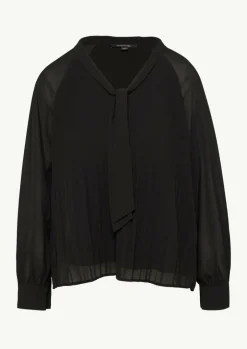 Plissierte Chiffon-Bluse mit Schleifen-Detail