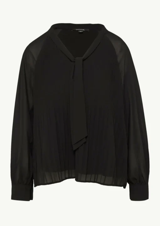 Plissierte Chiffon-Bluse mit Schleifen-Detail