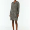 Plissiertes Chiffon-Kleid mit Leo-Print