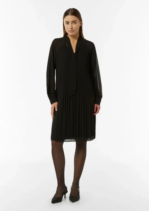 Plissiertes Chiffon-Kleid mit Schleifen-Detail