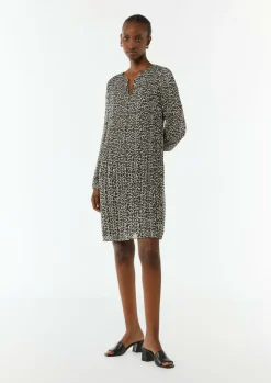 Plissiertes Chiffon-Kleid mit Leo-Print