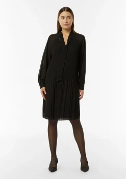 Plissiertes Chiffon-Kleid mit Schleifen-Detail
