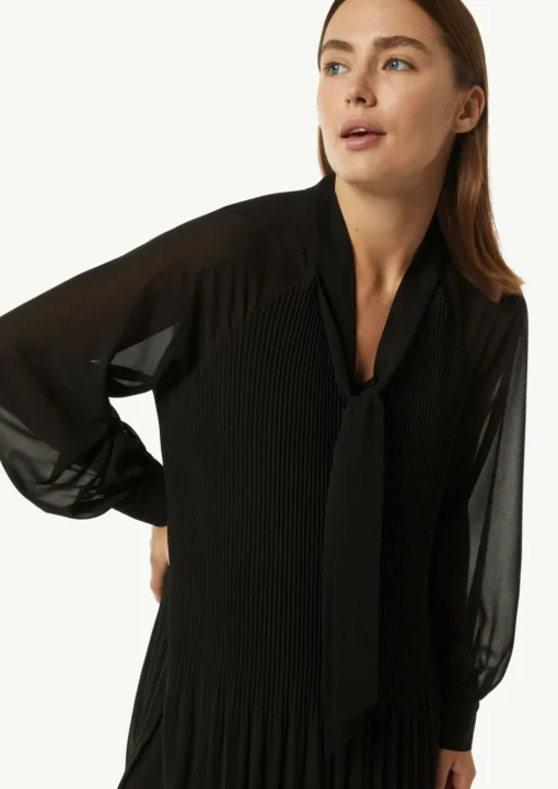 Plissiertes Chiffon-Kleid mit Schleifen-Detail