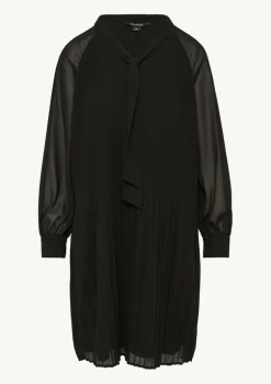 Plissiertes Chiffon-Kleid mit Schleifen-Detail