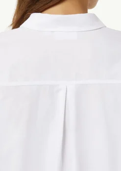 Popeline-Hemdbluse mit seitlich geschlitztem Saum