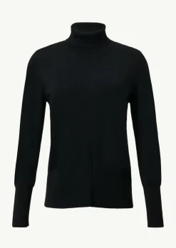 Rollkragenpullover mit Biesen und Rippdetails