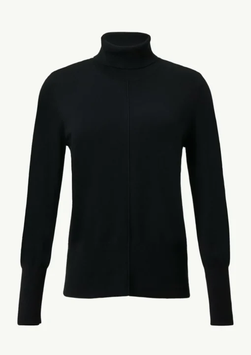 Rollkragenpullover mit Biesen und Rippdetails
