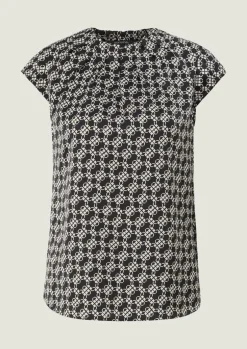 Satinbluse mit Allover-Print