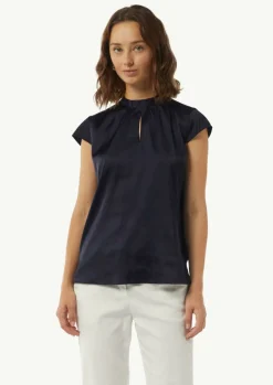 Satin-Bluse mit Cut-out-Detail am Ausschnitt