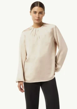 Satin-Bluse mit Falten-Detail am Ausschnitt