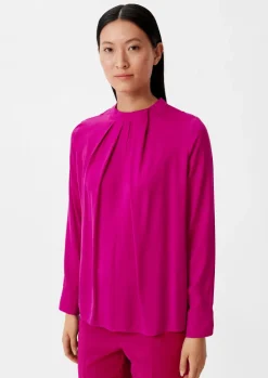 Satinbluse mit Falten-Detail