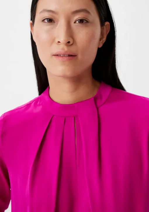 Satinbluse mit Falten-Detail