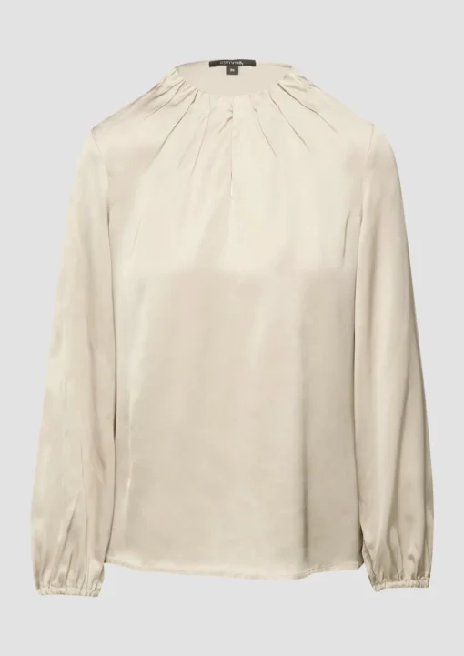 Satin-Bluse mit Falten-Detail am Ausschnitt