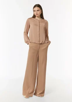 Satinbluse mit gerafftem Bund