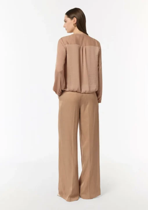 Satinbluse mit gerafftem Bund