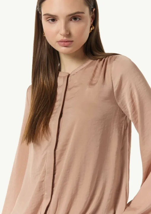 Satinbluse mit gerafftem Bund