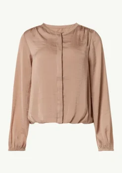 Satinbluse mit gerafftem Bund