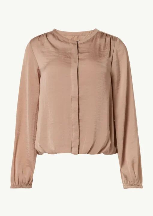 Satinbluse mit gerafftem Bund