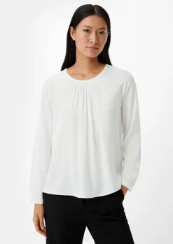 Satinbluse mit Plisseefalten