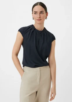 Satinbluse mit Raffung