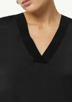 Satin-Bluse mit Rippbündchen
