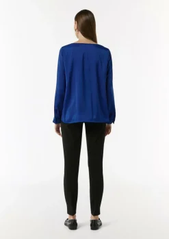Satinbluse mit Tunika-Ausschnitt