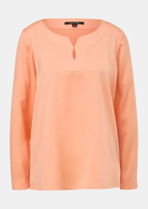 Satinbluse mit Tunika-Ausschnitt