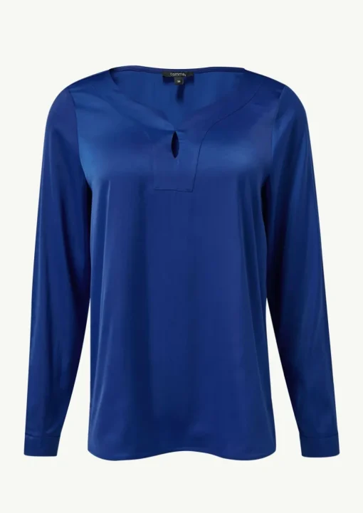 Satinbluse mit Tunika-Ausschnitt