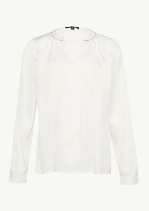 Satin-Bluse mit Zier-Detail am Ausschnitt