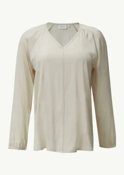 Satinierte Bluse mit V-Ausschnitt
