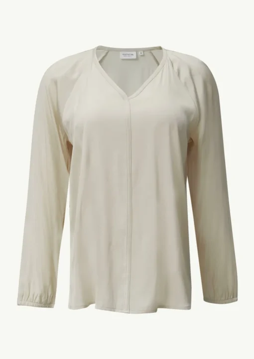 Satinierte Bluse mit V-Ausschnitt
