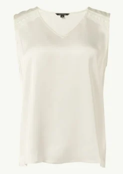 Satin-Top mit Spitzendetails