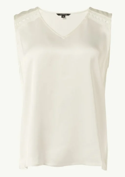 Satin-Top mit Spitzendetails