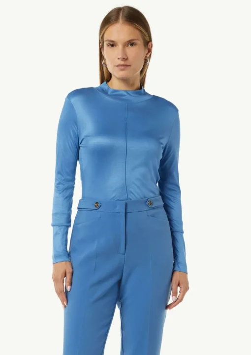 Schimmerndes Langarmshirt im Slim Fit