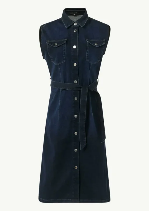 Schmal geschnittenes Jeanskleid mit Bindegürtel
