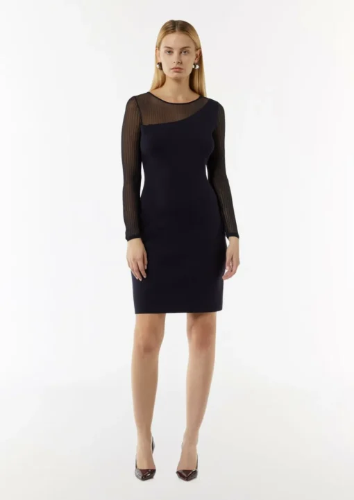 Schmal geschnittenes Strickkleid mit Transparenz-Effekt