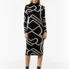 Schmales Jacquard-Kleid mit Logo-Design