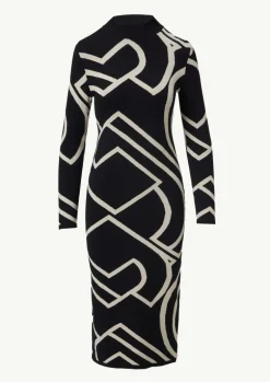Schmales Jacquard-Kleid mit Logo-Design